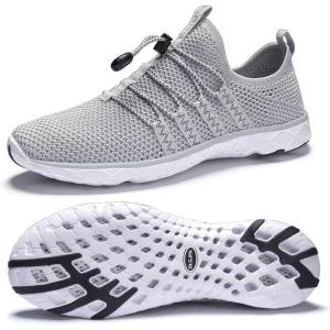 image:imageDLGJPA Mens Lightweight Quick Drying Aqua Water Shoes Athletic Sport Walking ShoesLight Grey